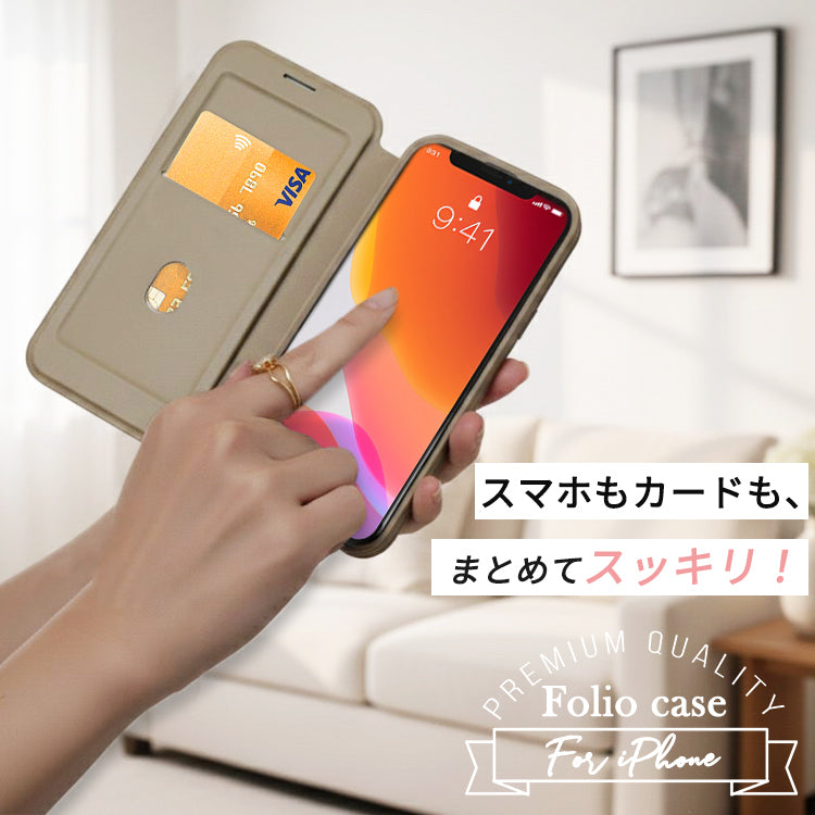 【PUレザー&背面クリア 手帳型】iPhoneケース