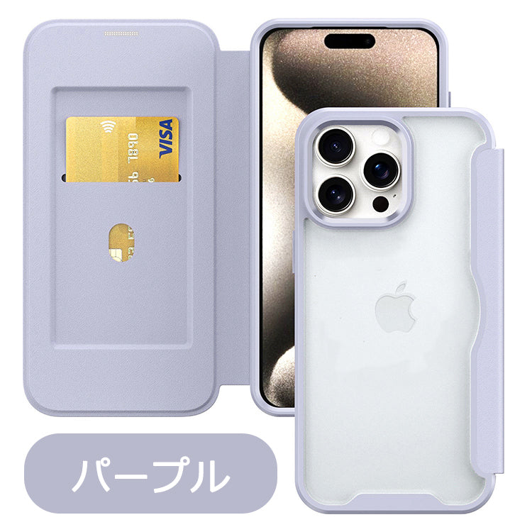 【PUレザー&背面クリア 手帳型】iPhoneケース