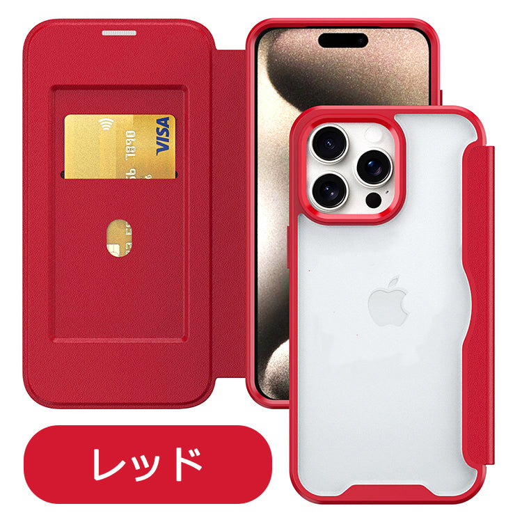 【PUレザー&背面クリア 手帳型】iPhoneケース