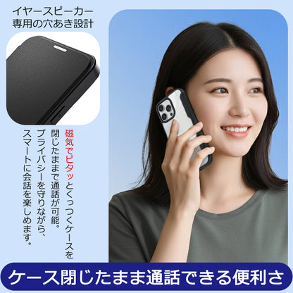 【PUレザー&背面クリア 手帳型】iPhoneケース