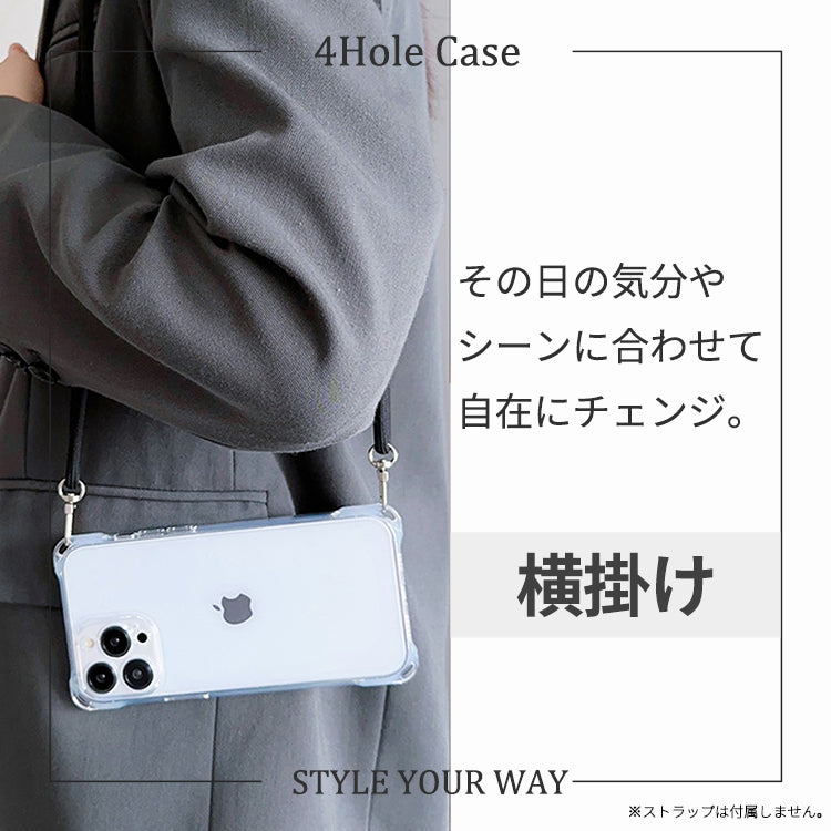 【4-HOLE クリア スマホショルダー】iPhoneケース