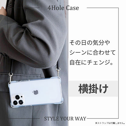 【4-HOLE クリア スマホショルダー】iPhoneケース
