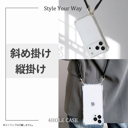 【4-HOLE クリア スマホショルダー】iPhoneケース