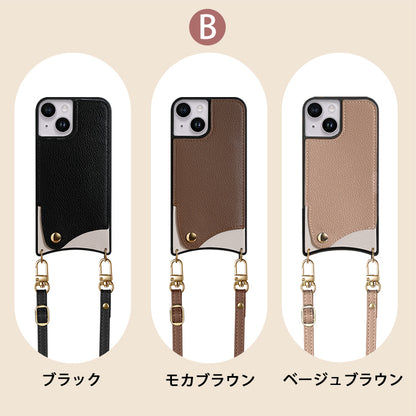 【PUレザー】スマホショルダー iPhoneケース