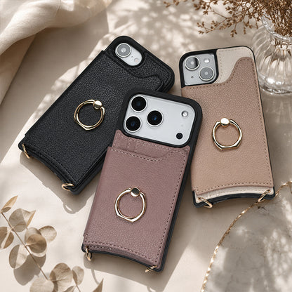 【カード収納 リング付き】スマホショルダー iPhone17 ケース iPhone17e iPhone17Pro ケース iPhone15 iPhone16 ケース iPhone12 iPhone13 mini iPhone14 ケース iPhone17 Air Pro Max Plus iPhone11 SE3 iPhoneケース スマホケース ショルダー タイプ ストラップ 紐 カバー