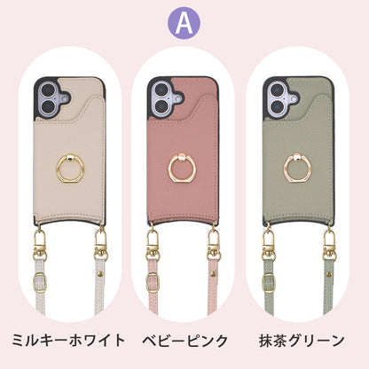 【カード収納 リング付き】スマホショルダー iPhone17 ケース iPhone17e iPhone17Pro ケース iPhone15 iPhone16 ケース iPhone12 iPhone13 mini iPhone14 ケース iPhone17 Air Pro Max Plus iPhone11 SE3 iPhoneケース スマホケース ショルダー タイプ ストラップ 紐 カバー