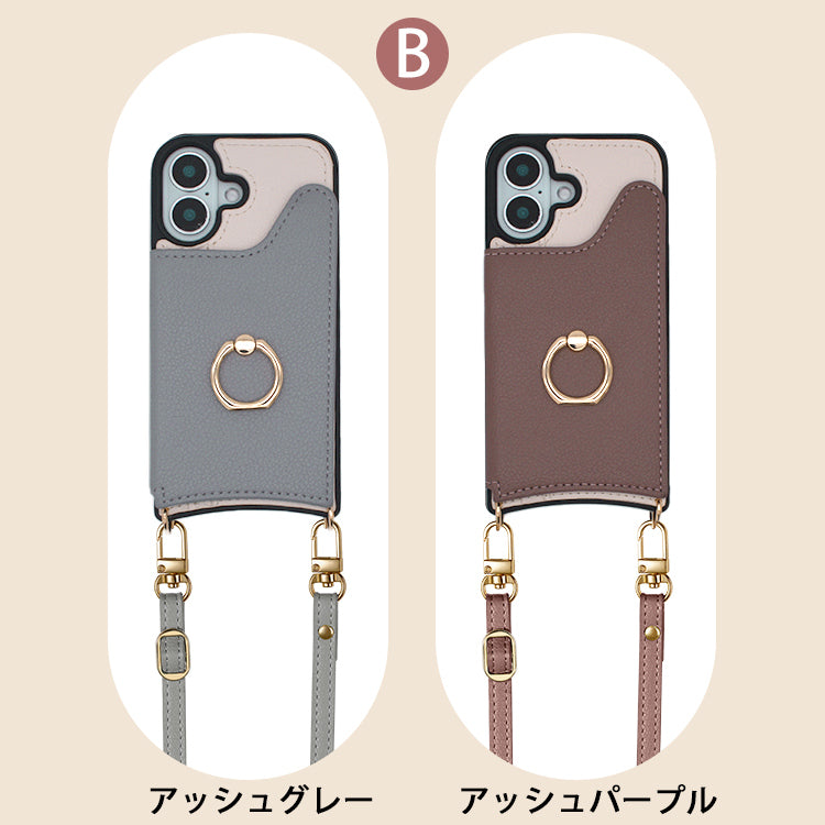 【カード収納 リング付き】スマホショルダー iPhone17 ケース iPhone17e iPhone17Pro ケース iPhone15 iPhone16 ケース iPhone12 iPhone13 mini iPhone14 ケース iPhone17 Air Pro Max Plus iPhone11 SE3 iPhoneケース スマホケース ショルダー タイプ ストラップ 紐 カバー