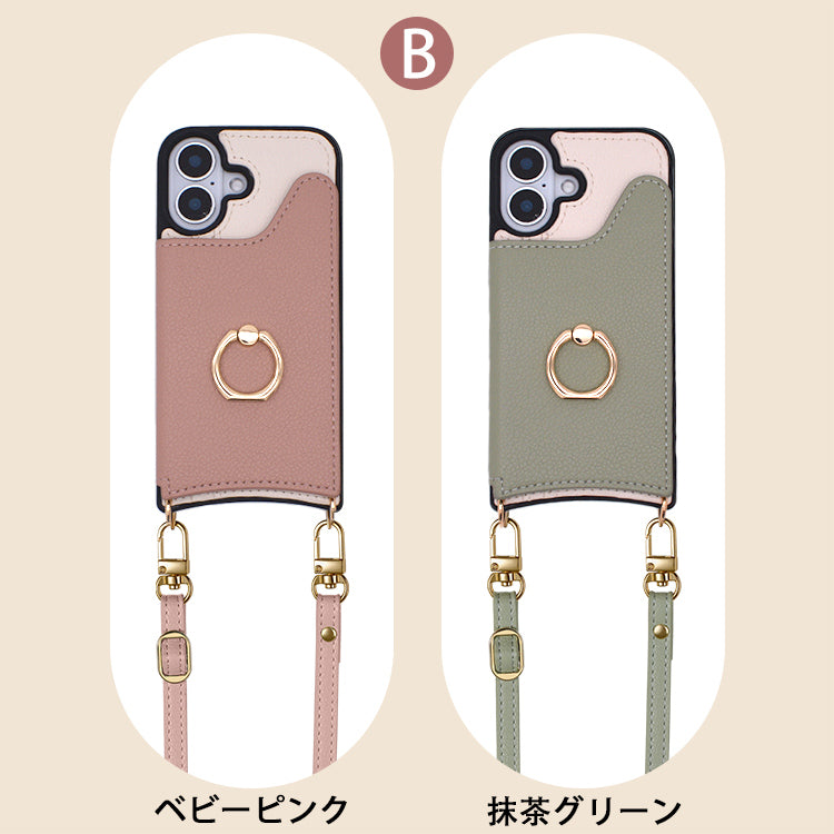【カード収納 リング付き】スマホショルダー iPhone17 ケース iPhone17e iPhone17Pro ケース iPhone15 iPhone16 ケース iPhone12 iPhone13 mini iPhone14 ケース iPhone17 Air Pro Max Plus iPhone11 SE3 iPhoneケース スマホケース ショルダー タイプ ストラップ 紐 カバー