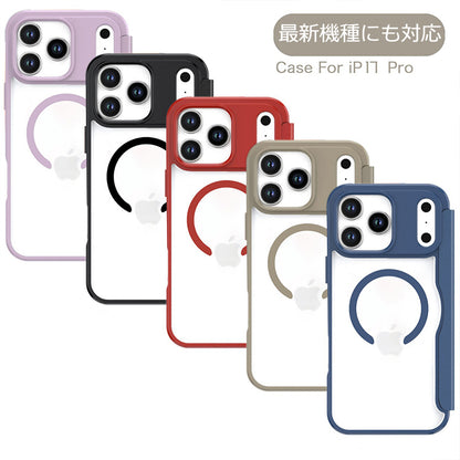 【PUレザー&背面クリア 手帳型】MagSafe対応 iPhoneケース
