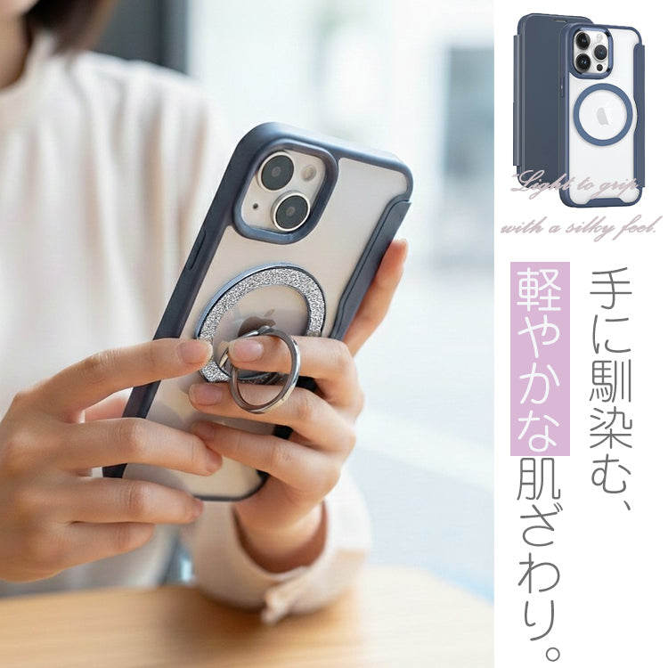 【PUレザー&背面クリア 手帳型】MagSafe対応 iPhoneケース