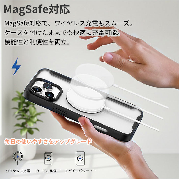 【PUレザー&背面クリア 手帳型】MagSafe対応 iPhoneケース