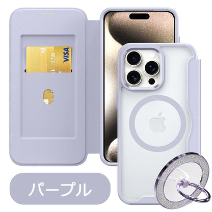 【PUレザー&背面クリア 手帳型】MagSafe対応 iPhoneケース