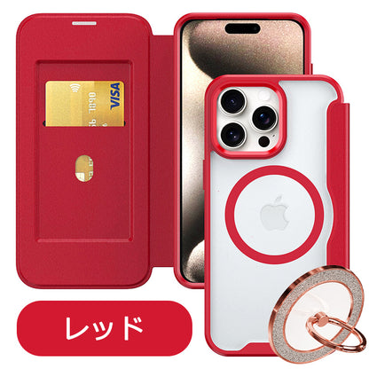 【PUレザー&背面クリア 手帳型】MagSafe対応 iPhoneケース