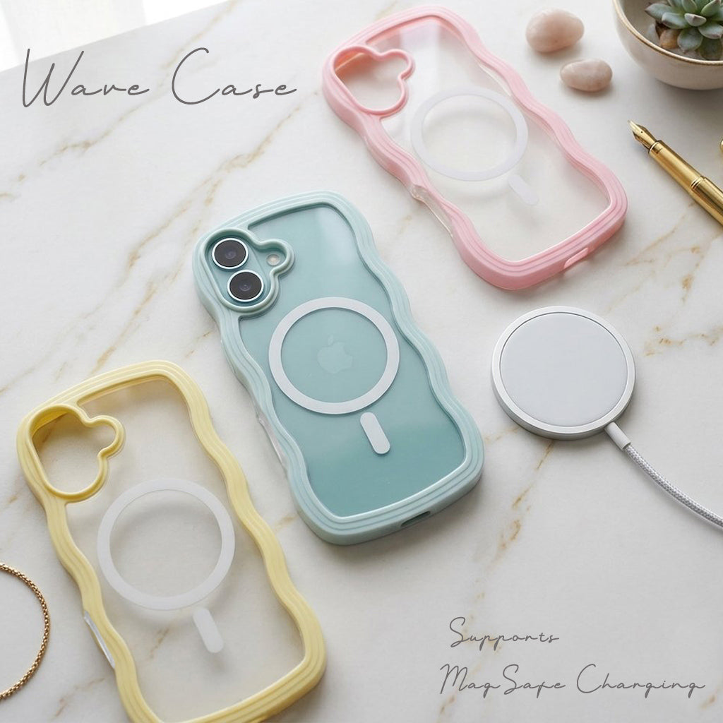 【なみなみ可愛い】ウェーブ iPhoneケース MagSafe対応