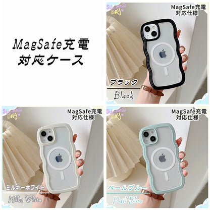 【なみなみ可愛い】ウェーブ iPhoneケース MagSafe対応