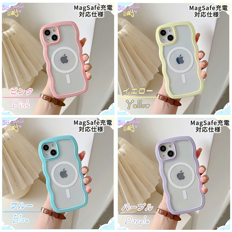 【なみなみ可愛い】ウェーブ iPhoneケース MagSafe対応