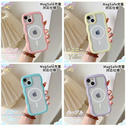 【なみなみ可愛い】ウェーブ iPhoneケース MagSafe対応
