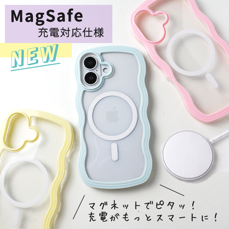 【なみなみ可愛い】ウェーブ iPhoneケース MagSafe対応
