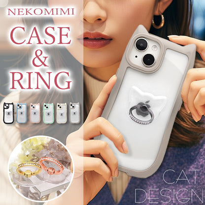 【リング付き 猫耳ケース】iPhone ケース
