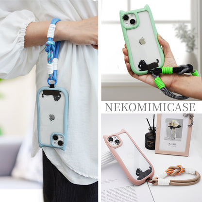 【ハンドストラップ付き 猫耳ケース】iPhoneケース