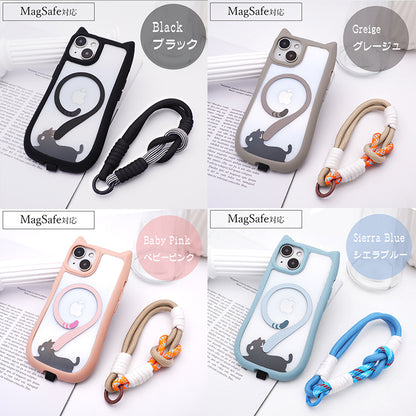 【ハンドストラップ付き 猫耳ケース】iPhoneケース