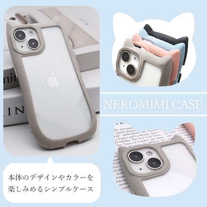 【ハンドストラップ付き 猫耳ケース】iPhoneケース