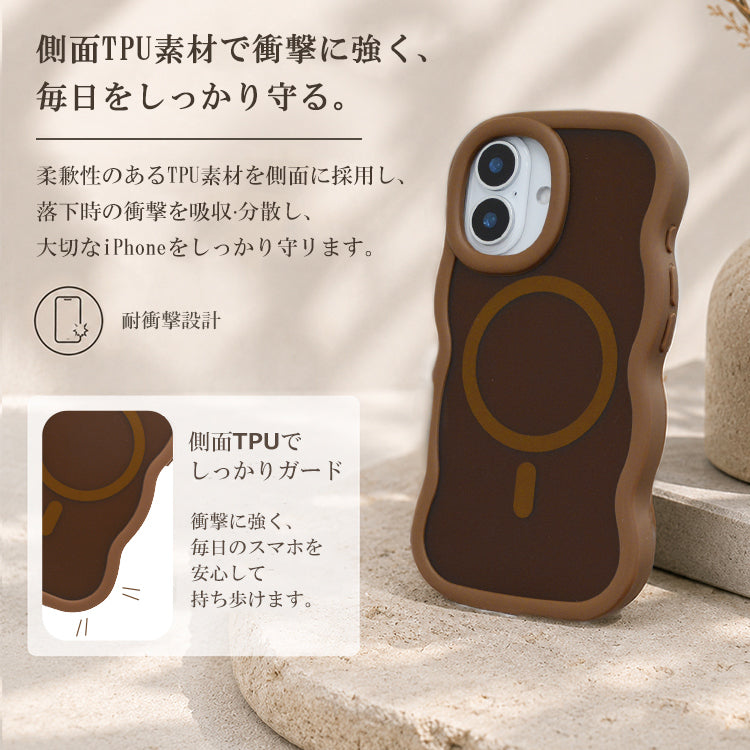 【マット なみなみ可愛い】iPhone17 ケース iPhone17e ケース MagSafe対応 iPhone16e iPhone15 iPhone16 ケース iPhone12 iPhone13 iPhone14 ケース iPhone17Pro 16Pro 15Pro クリア iPhoneケース スマホケース 波ウェーブ カバー かわいい 韓国 SNS 人気