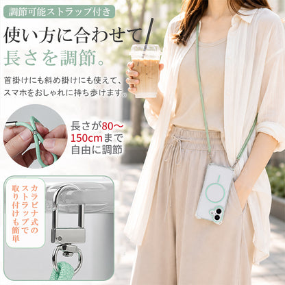 スマホショルダー iPhone17 ケース iPhone17e ケース MagSafe対応 iPhone16e iPhone15 iPhone16 ケース iPhone12 mini iPhone13 mini iPhone14 ケース クリア iPhone17 Pro iPhoneケース スマホケース カバー ショルダー タイプ ストラップ 紐 韓国