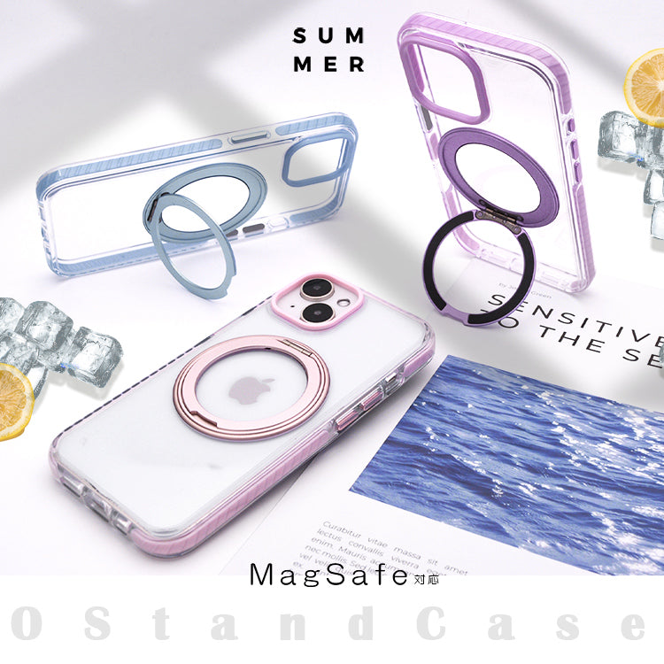 【 360°回転スタンド一体型】MagSafe対応 iPhone17 ケース iPhone17Pro ケース iPhone16 iPhone16e ケース iPhone14 iPhone15 ケース iPhone12 iPhone13 ケース iPhone17 Air Pro Max iPhoneケース スマホケース クリア カバー リング付き かわいい韓国