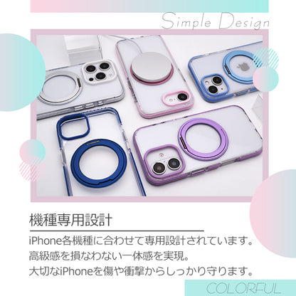 【 360°回転スタンド一体型】MagSafe対応 iPhone17 ケース iPhone17Pro ケース iPhone16 iPhone16e ケース iPhone14 iPhone15 ケース iPhone12 iPhone13 ケース iPhone17 Air Pro Max iPhoneケース スマホケース クリア カバー リング付き かわいい韓国
