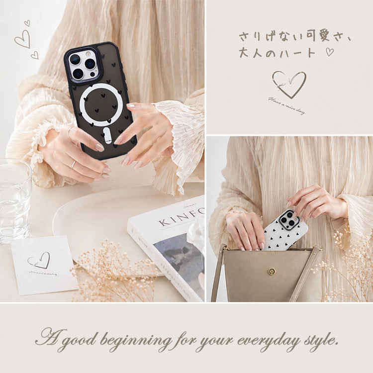 【大人&可愛い】Heart Dot iPhoneケース MagSafe対応