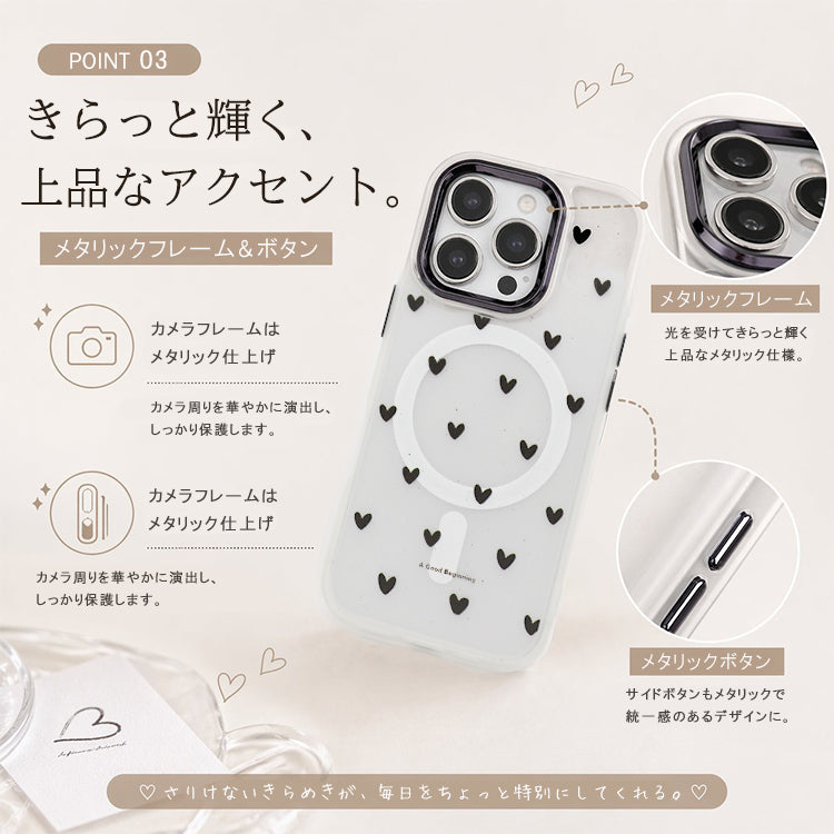 【大人&可愛い】Heart Dot iPhoneケース MagSafe対応