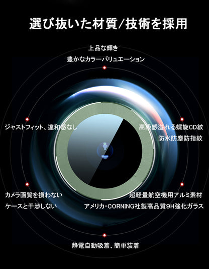 【アルミ合金+硬度9H 強化ガラスフィルム】17Air/16e用 カメラカバー