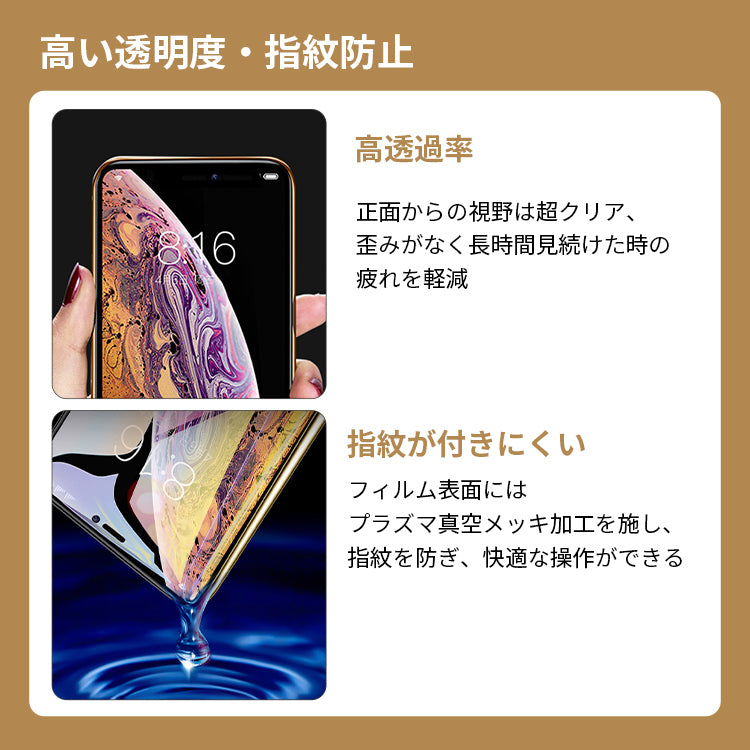 【全面保護仕様】iPhone ガラスフィルム 保護フィルム 光沢/マット/覗きみ防止/ブルーライトカット
