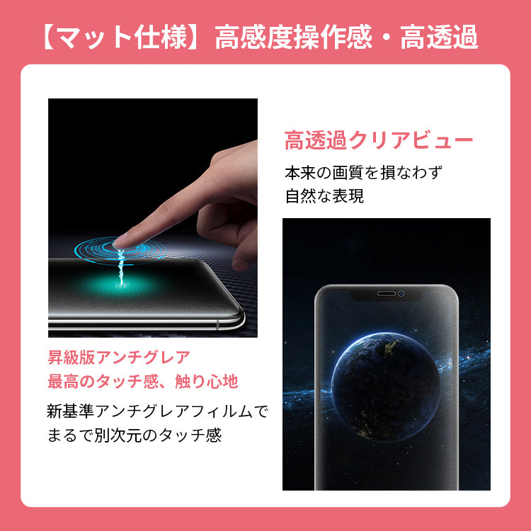 【全面保護仕様】iPhone ガラスフィルム 保護フィルム 光沢/マット/覗きみ防止/ブルーライトカット