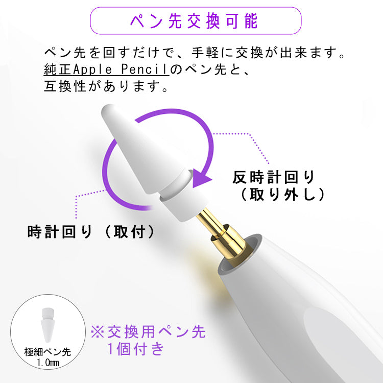 【ワイヤレス充電+Type-C急速充電】タッチペン iPad ペンシル スタイラスペン 極細 iPad A16 第11世代 9876 第10世代 iPad Air Pro 11インチ 13インチ M5 M4 M3 M2 iPad Air5 Air4 mini7 パームリジェクション 磁気吸着 途切れ/遅延/ズレ/誤操作防止