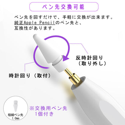 【ワイヤレス充電+Type-C急速充電】タッチペン iPad ペンシル スタイラスペン 極細 iPad A16 第11世代 9876 第10世代 iPad Air Pro 11インチ 13インチ M5 M4 M3 M2 iPad Air5 Air4 mini7 パームリジェクション 磁気吸着 途切れ/遅延/ズレ/誤操作防止
