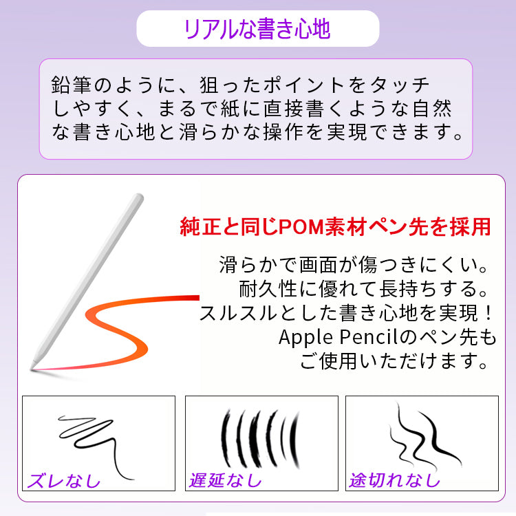 【ワイヤレス充電+Type-C急速充電】タッチペン iPad ペンシル スタイラスペン 極細 iPad A16 第11世代 9876 第10世代 iPad Air Pro 11インチ 13インチ M5 M4 M3 M2 iPad Air5 Air4 mini7 パームリジェクション 磁気吸着 途切れ/遅延/ズレ/誤操作防止