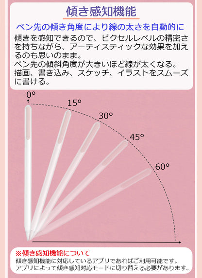 【傾き感知/残量表示】タッチペン iPad ペンシル スタイラスペン 極細 iPad A16 第11世代 9876 第10世代 iPad Air Pro 11インチ 13インチ M5 M4 M3 M2 iPad Air5 Air4 mini6 mini7 Type-C急速充電 パームリジェクション 途切れ/遅延/ズレ/誤操作防止