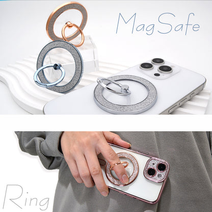 【360°回転スタンド 強力磁気吸着】Magsafe対応 スマホリング スマホ リング iPhone16 iPhone15 iPhone14 13 Pro ホールドリング スマートフォン リング付き スタンド機能 マグネット搭載 落下防止 スリム 軽量薄型 かわいい おしゃれ 韓国 キラキラ
