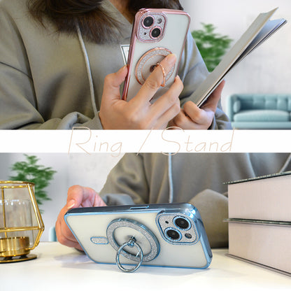 【360°回転スタンド 強力磁気吸着】Magsafe対応 スマホリング スマホ リング iPhone16 iPhone15 iPhone14 13 Pro ホールドリング スマートフォン リング付き スタンド機能 マグネット搭載 落下防止 スリム 軽量薄型 かわいい おしゃれ 韓国 キラキラ