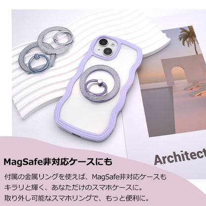 【360°回転スタンド 強力磁気吸着】Magsafe対応 スマホリング スマホ リング iPhone16 iPhone15 iPhone14 13 Pro ホールドリング スマートフォン リング付き スタンド機能 マグネット搭載 落下防止 スリム 軽量薄型 かわいい おしゃれ 韓国 キラキラ