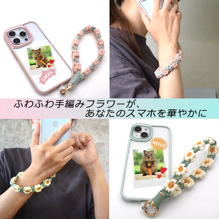 【 ハンドストラップ フラワー手編み】スマホストラップ 花 ハンドストラップ 花柄 ハンド ストラップ フラワー編み スマホ ストラップ 手首 ペンラストラップ ペンライト ストラップ ホルダー 手作り ハンドメイド 韓国 おしゃれ かわいい SNS 人気