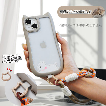 【猫型ホルダー付き】ハンドストラップ スマホ ホルダーセット 付けたまま同時充電 スマホストラップ ハンド スマホ ストラップ 手首 ナイロン 携帯ストラップ ストラップホルダー 腕掛け ショート 落下防止 猫耳 ねこ SNS人気 韓国 おしゃれ かわいい