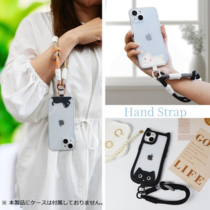 【猫型ホルダー付き】ハンドストラップ スマホ ホルダーセット 付けたまま同時充電 スマホストラップ ハンド スマホ ストラップ 手首 ナイロン 携帯ストラップ ストラップホルダー 腕掛け ショート 落下防止 猫耳 ねこ SNS人気 韓国 おしゃれ かわいい