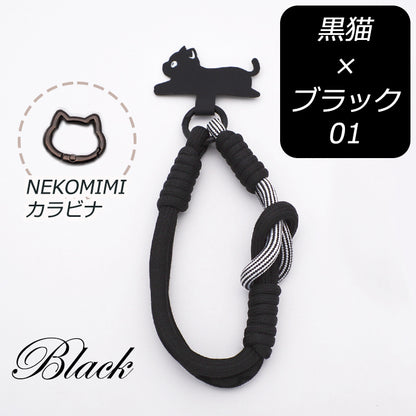 【猫型ホルダー付き】ハンドストラップ スマホ ホルダーセット 付けたまま同時充電 スマホストラップ ハンド スマホ ストラップ 手首 ナイロン 携帯ストラップ ストラップホルダー 腕掛け ショート 落下防止 猫耳 ねこ SNS人気 韓国 おしゃれ かわいい