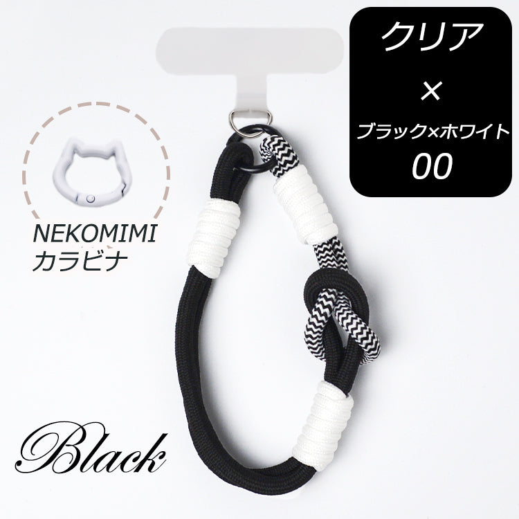 【猫型ホルダー付き】ハンドストラップ スマホ ホルダーセット 付けたまま同時充電 スマホストラップ ハンド スマホ ストラップ 手首 ナイロン 携帯ストラップ ストラップホルダー 腕掛け ショート 落下防止 猫耳 ねこ SNS人気 韓国 おしゃれ かわいい