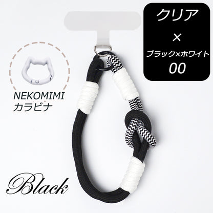 【猫型ホルダー付き】ハンドストラップ スマホ ホルダーセット 付けたまま同時充電 スマホストラップ ハンド スマホ ストラップ 手首 ナイロン 携帯ストラップ ストラップホルダー 腕掛け ショート 落下防止 猫耳 ねこ SNS人気 韓国 おしゃれ かわいい