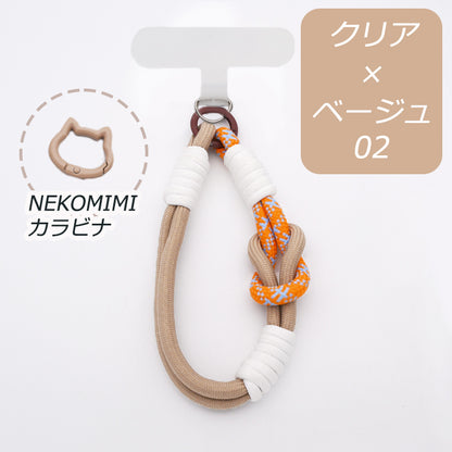 【猫型ホルダー付き】ハンドストラップ スマホ ホルダーセット 付けたまま同時充電 スマホストラップ ハンド スマホ ストラップ 手首 ナイロン 携帯ストラップ ストラップホルダー 腕掛け ショート 落下防止 猫耳 ねこ SNS人気 韓国 おしゃれ かわいい