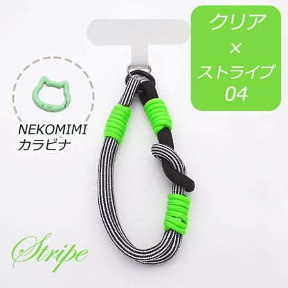 【猫型ホルダー付き】ハンドストラップ スマホ ホルダーセット 付けたまま同時充電 スマホストラップ ハンド スマホ ストラップ 手首 ナイロン 携帯ストラップ ストラップホルダー 腕掛け ショート 落下防止 猫耳 ねこ SNS人気 韓国 おしゃれ かわいい